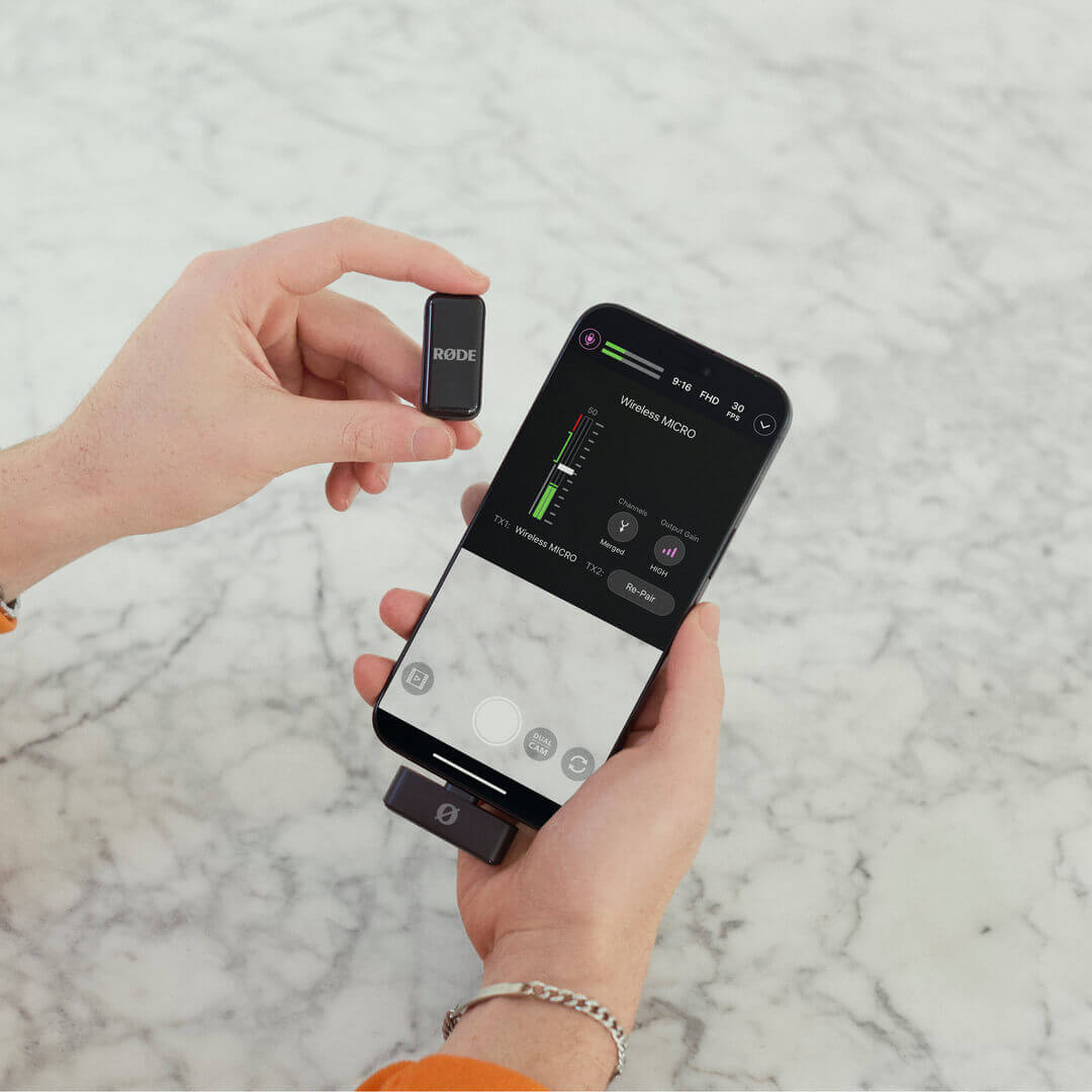 无线麦克风连接至R&Oslash;DE Capture